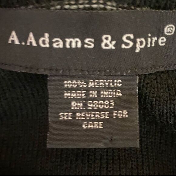 A. Adams & Spire Cable Knit Sweater Men's Crew Neck Size Large Casual Gray Black - Picture 3 of 4